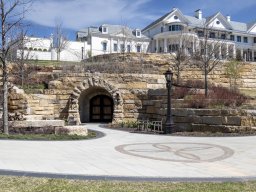 Cut Itailian Sandstone Paving and Lueders Ledge Retaining Walls